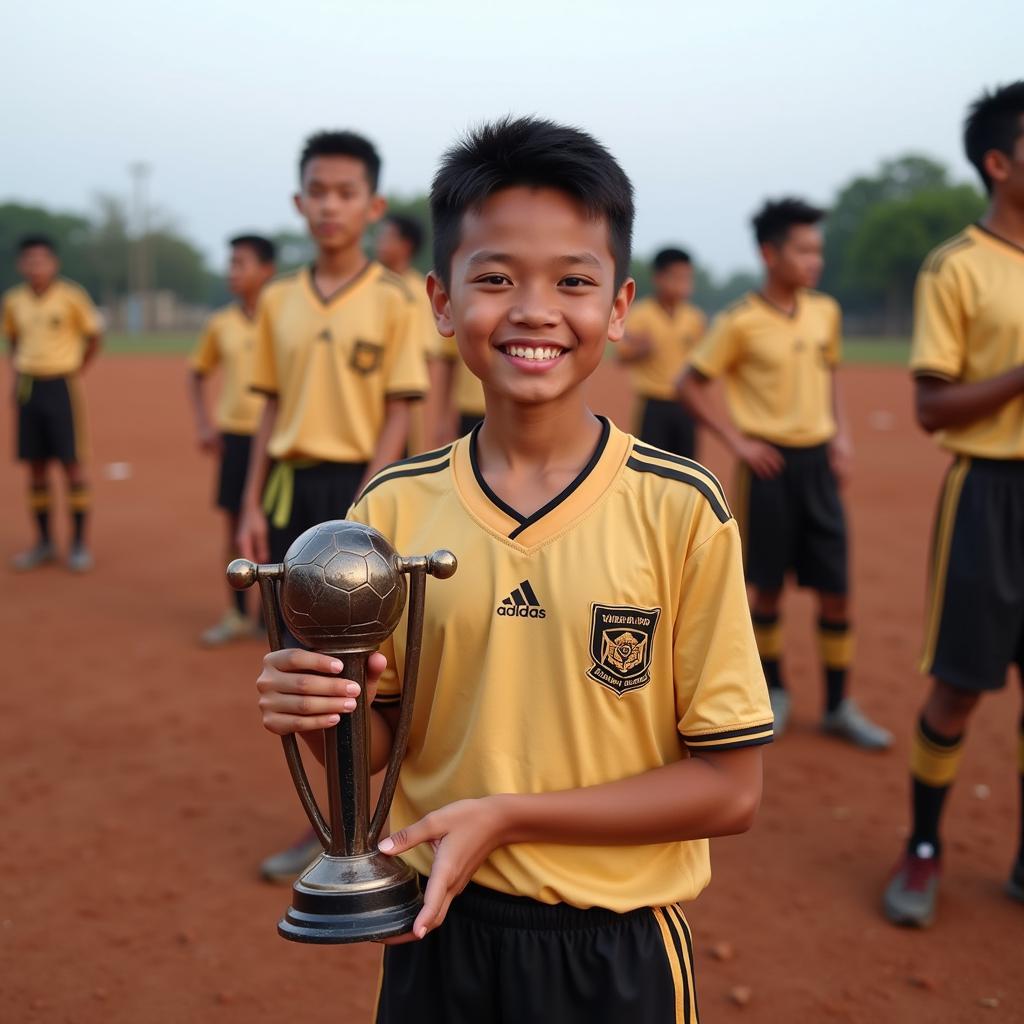 Tranh Hien during his youth football days