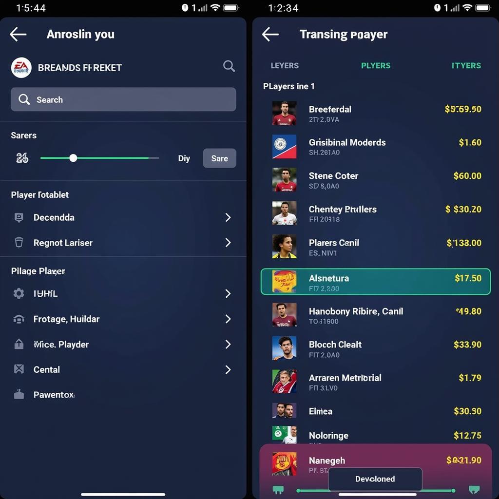 FIFA Mobile 2019 Transfer Market Interface