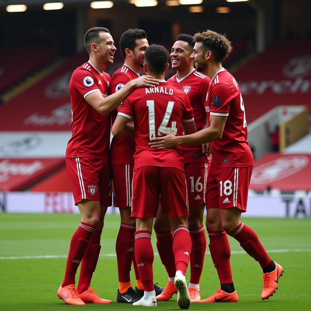 Trent Alexander-Arnold celebrating a goal