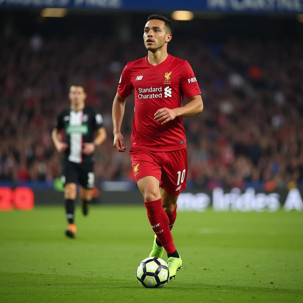 Trent Alexander-Arnold prepares to make a long pass