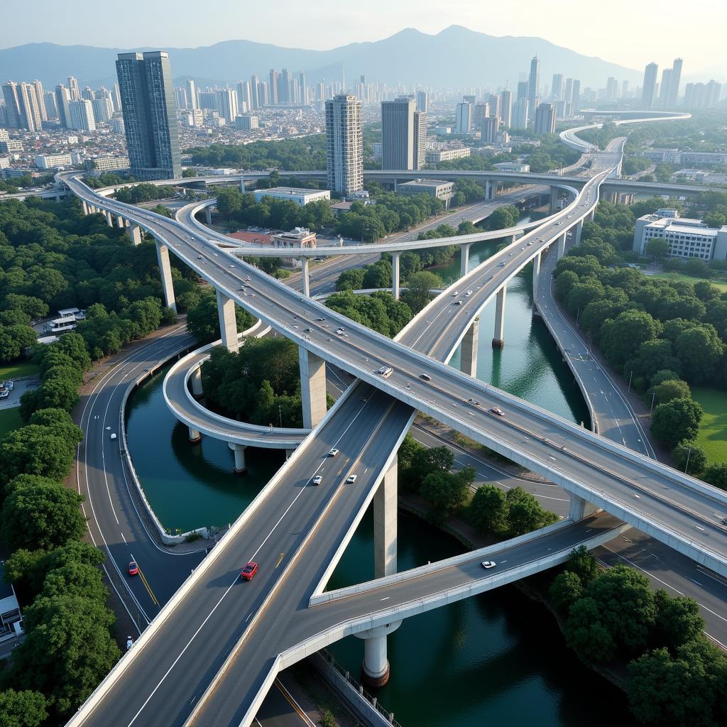 Aerial view of Tsunami Overpass