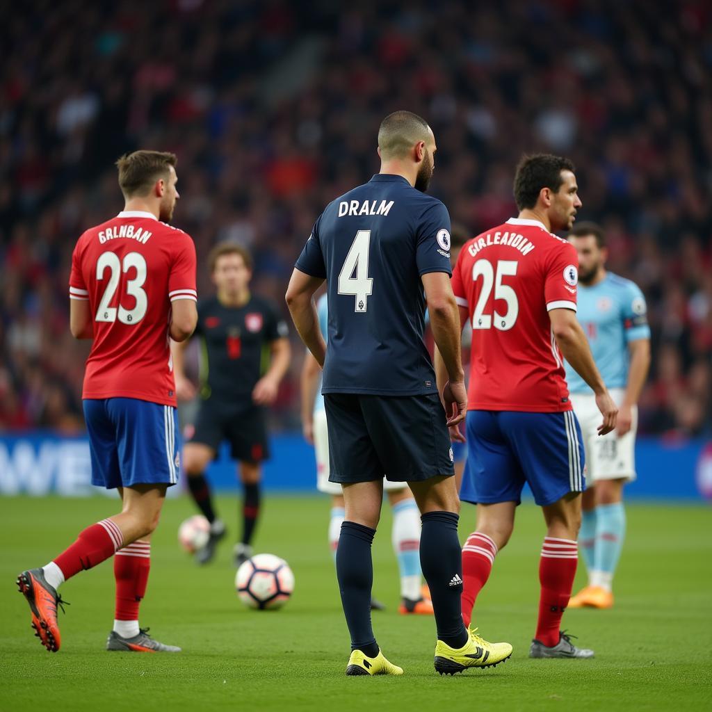 Two Football Players Being Substituted