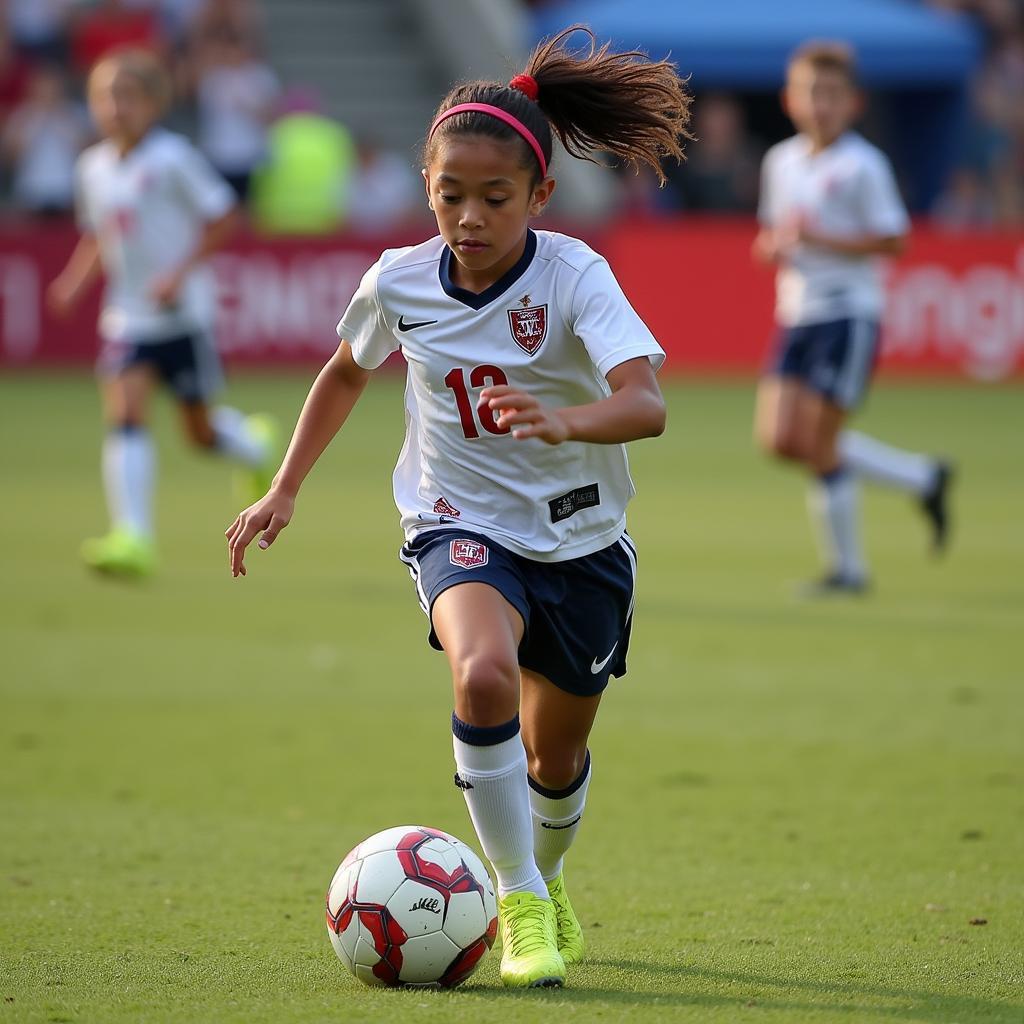 U13 SLNA player showcasing dribbling skills during a match