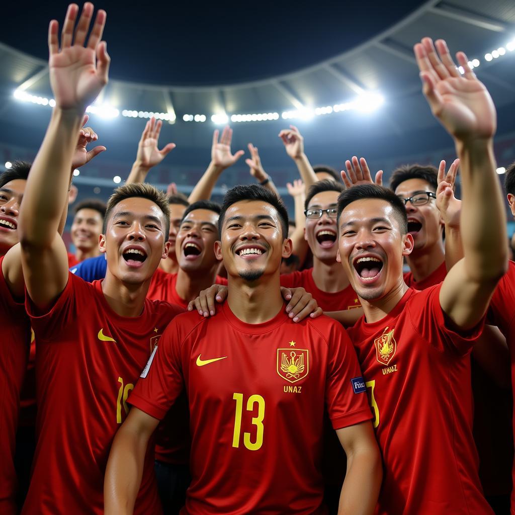 U22 Vietnam Football Team Celebrates Victory with Fans