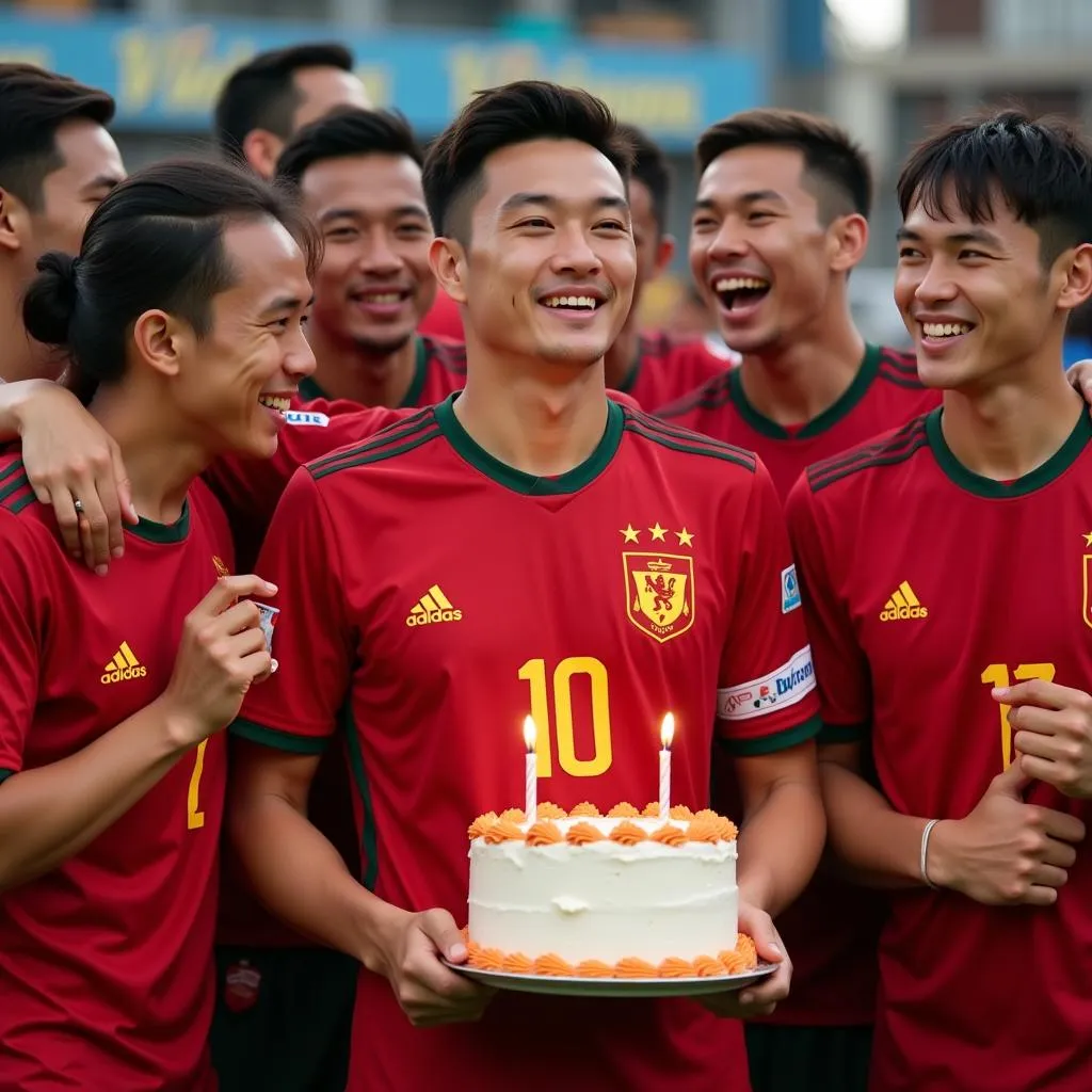 U22 Vietnam player celebrating a birthday