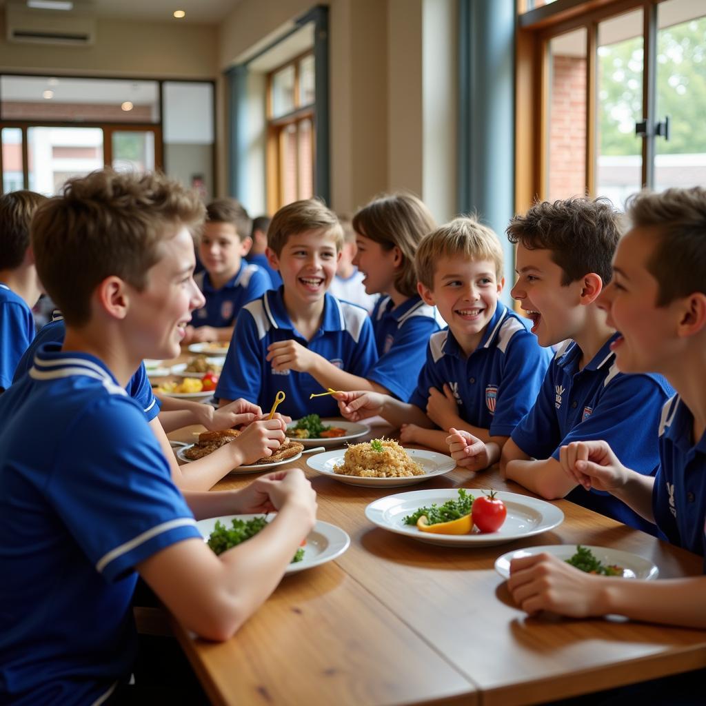 Academy Cafeteria with Players Eating