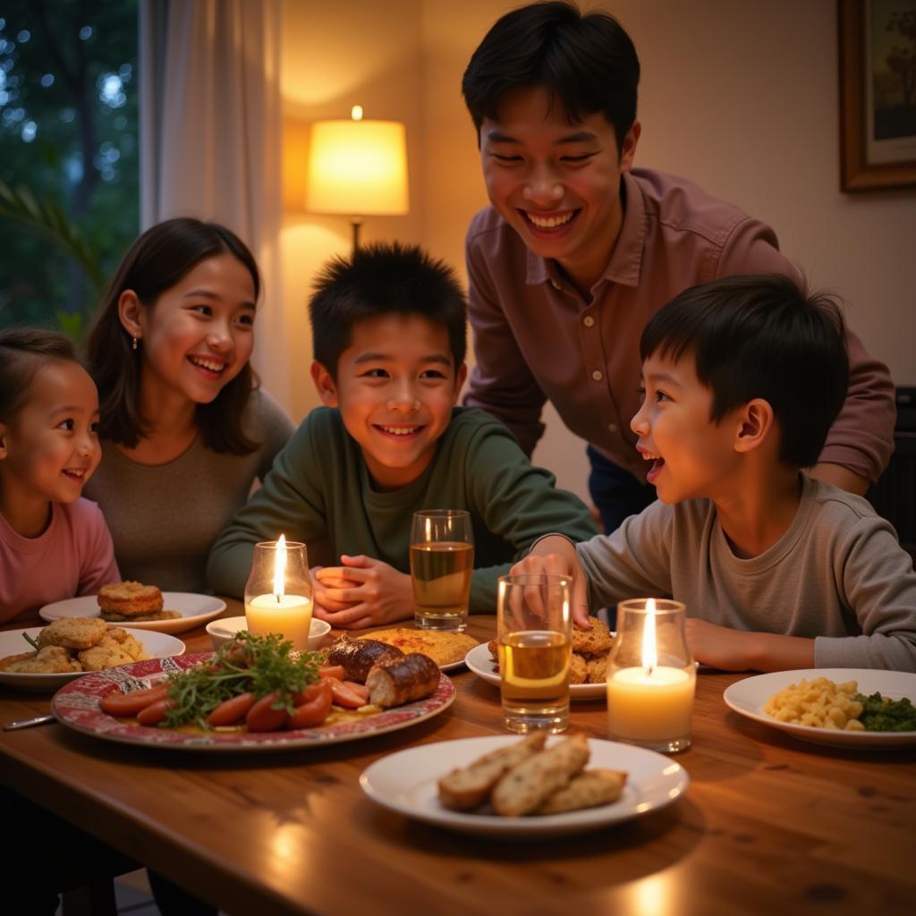 U23 Player Sharing a Meal with Host Family