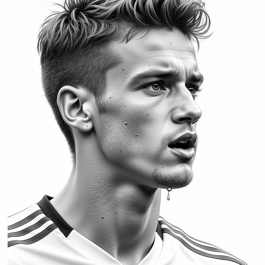 Pencil Sketch Portrait of a U23 Football Player