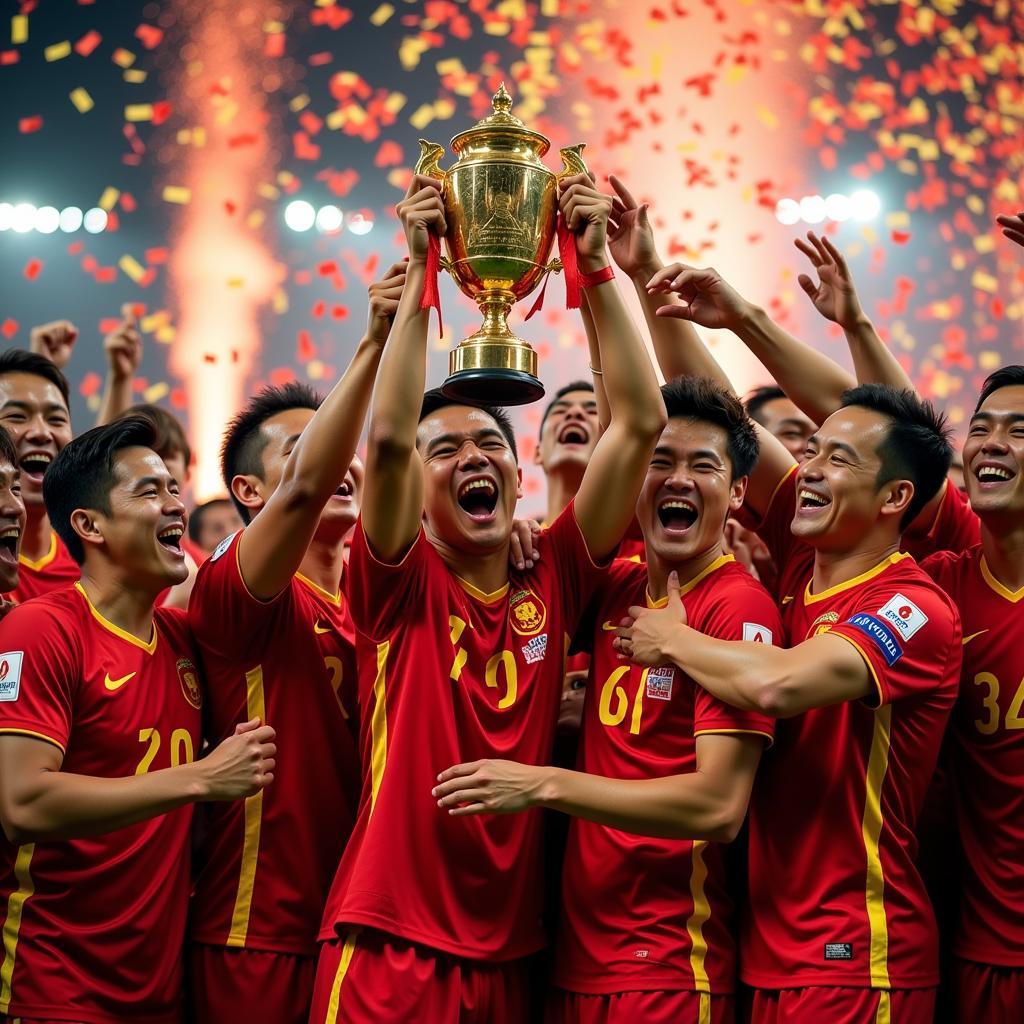 U23 Vietnam Team Celebrating at AFC U23 Championship