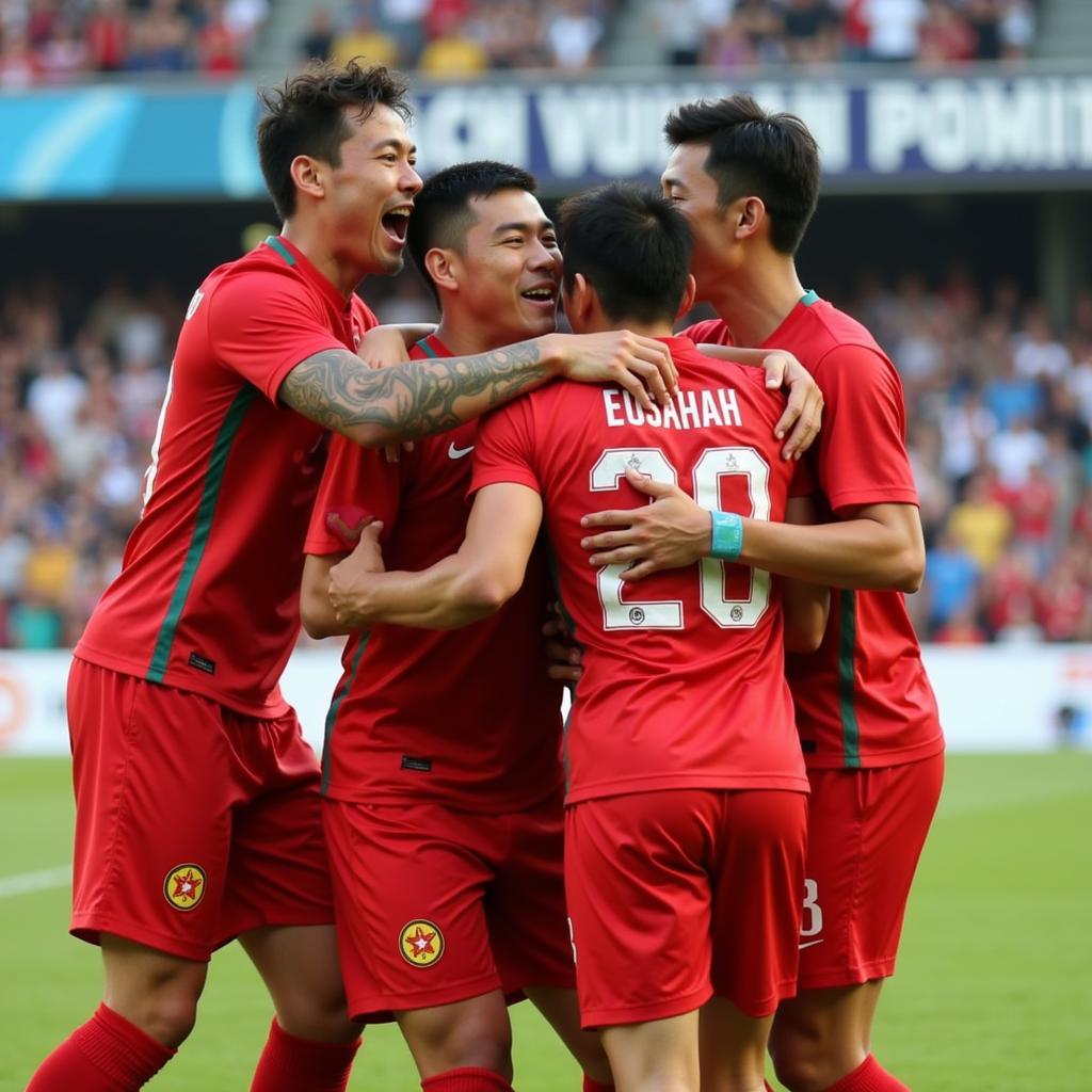 U23 Vietnam Players Celebrating a Goal