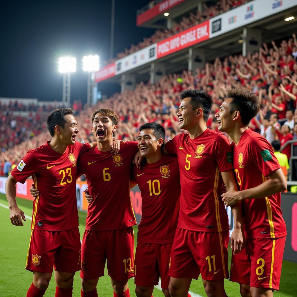 U23 Vietnam team celebrating a goal