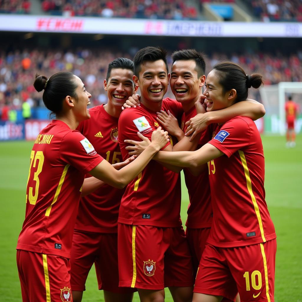 U23 Vietnam players celebrate winning the gold medal