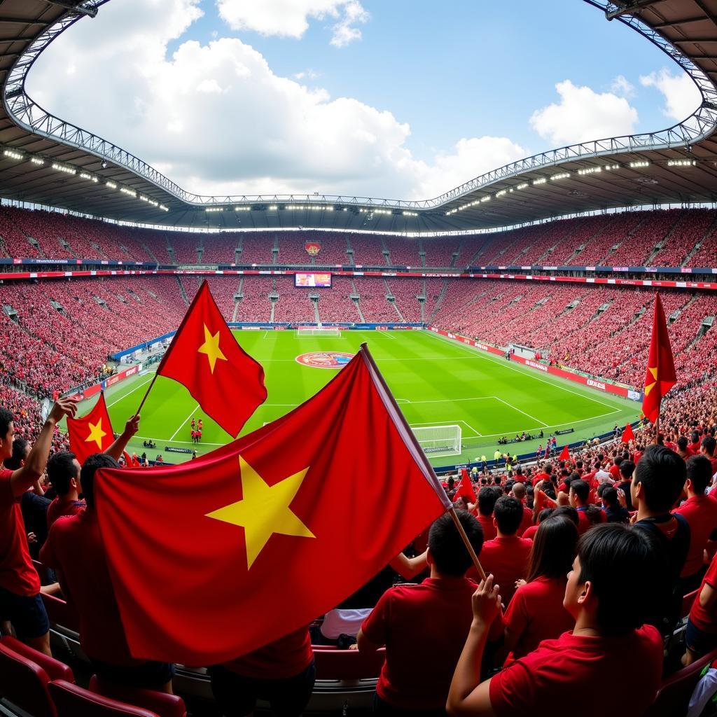 U23 Vietnam fans cheering in the stands