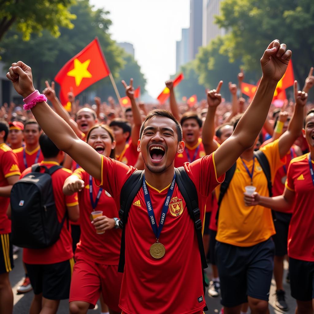 U23 Vietnam Fans Celebrating in the Streets