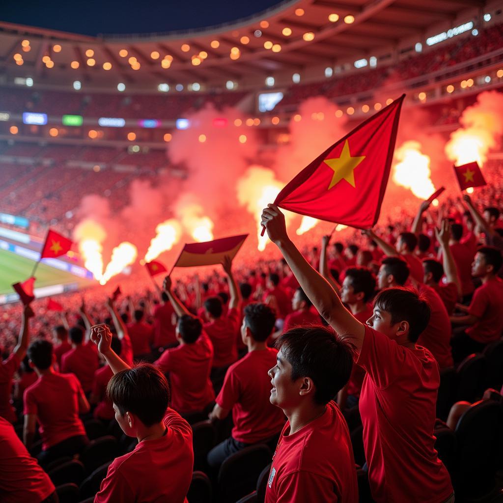 U23 Vietnam fans cheering in the stands