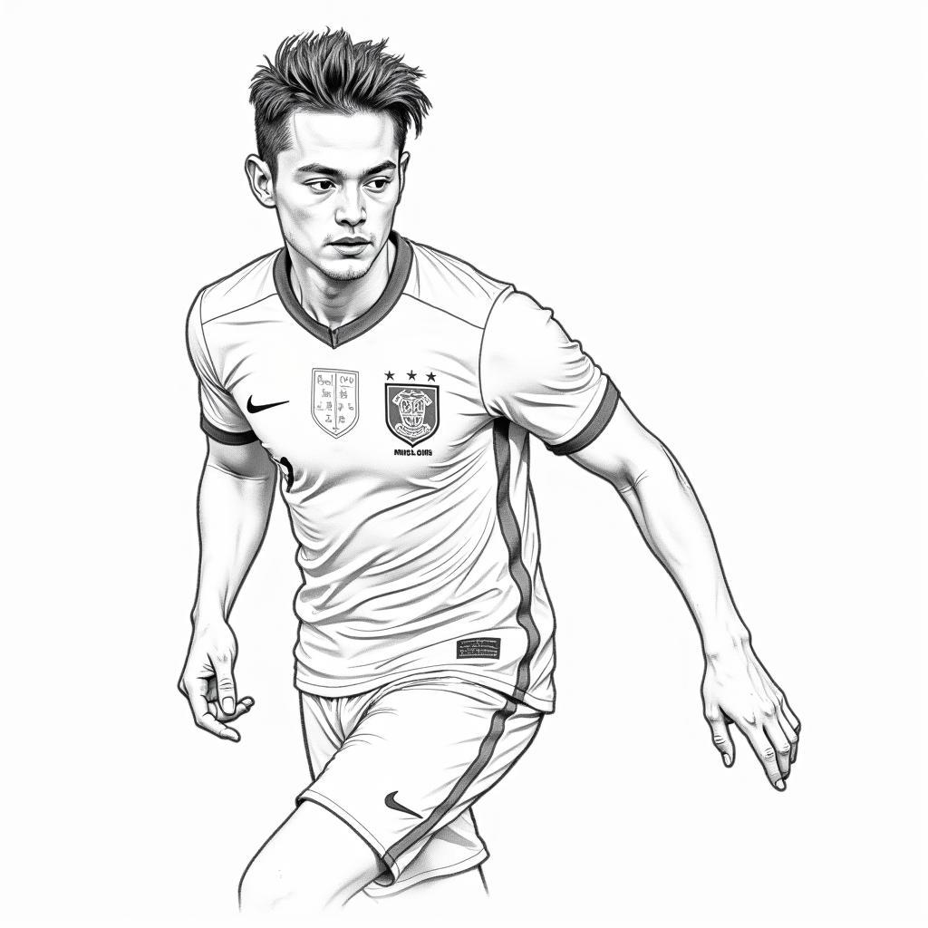 U23 Vietnam Player Refined Sketch