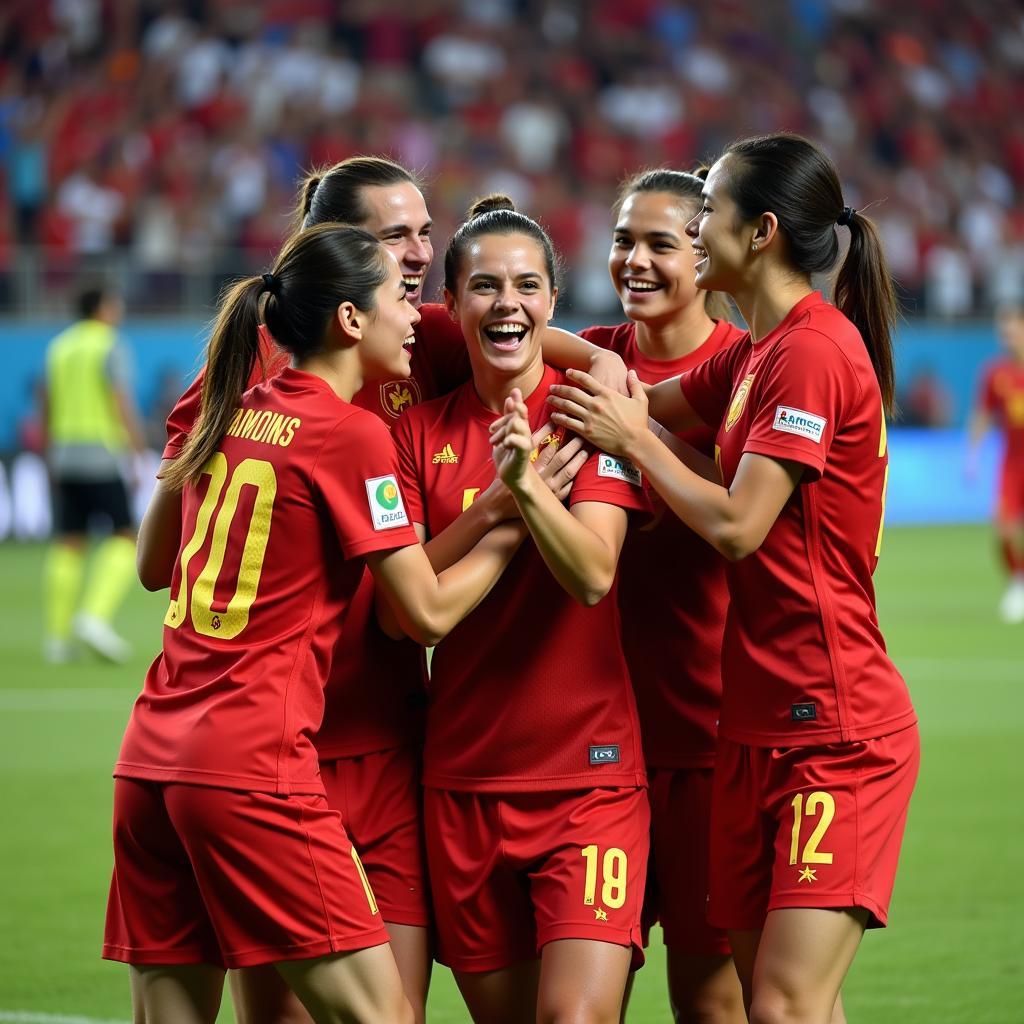 U23 Vietnam players celebrating a hard-fought victory