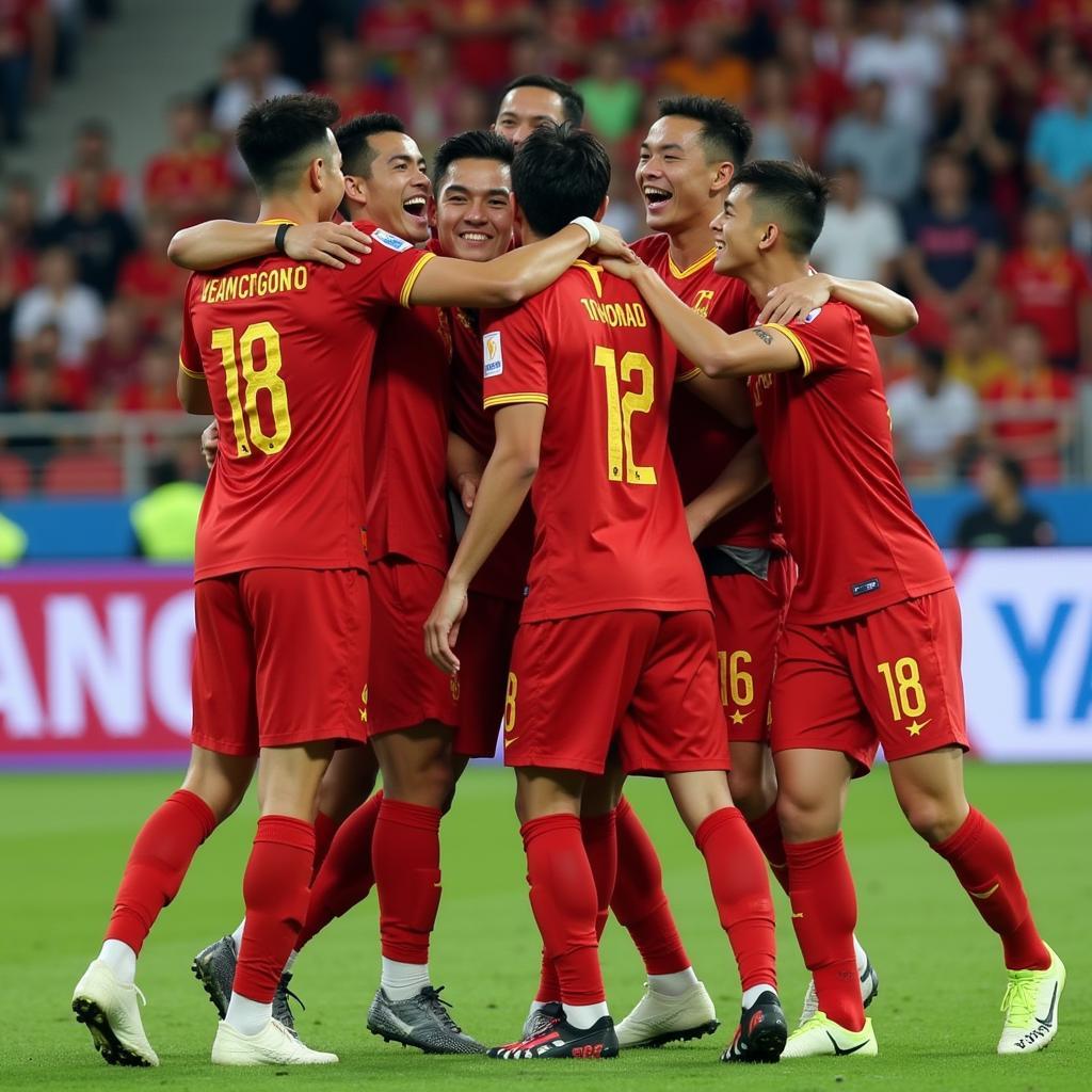 U23 Vietnam team celebrating a goal