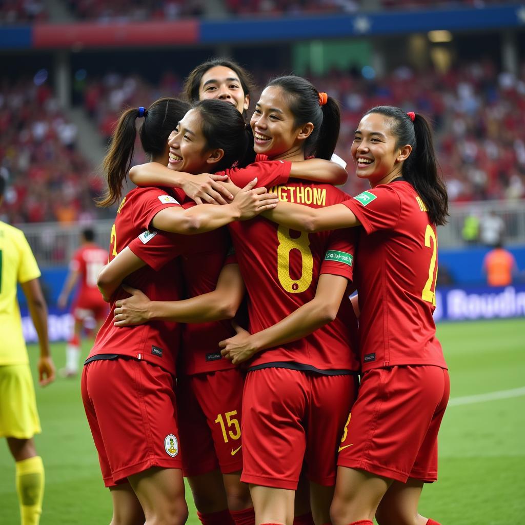 U23 Vietnam team celebrating a goal