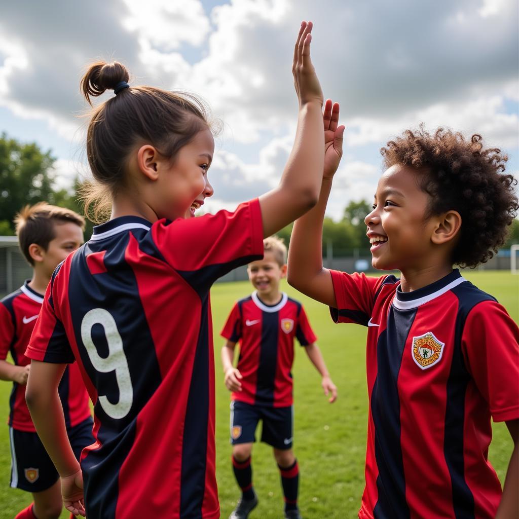 U6 Football Team Celebrating a Goal