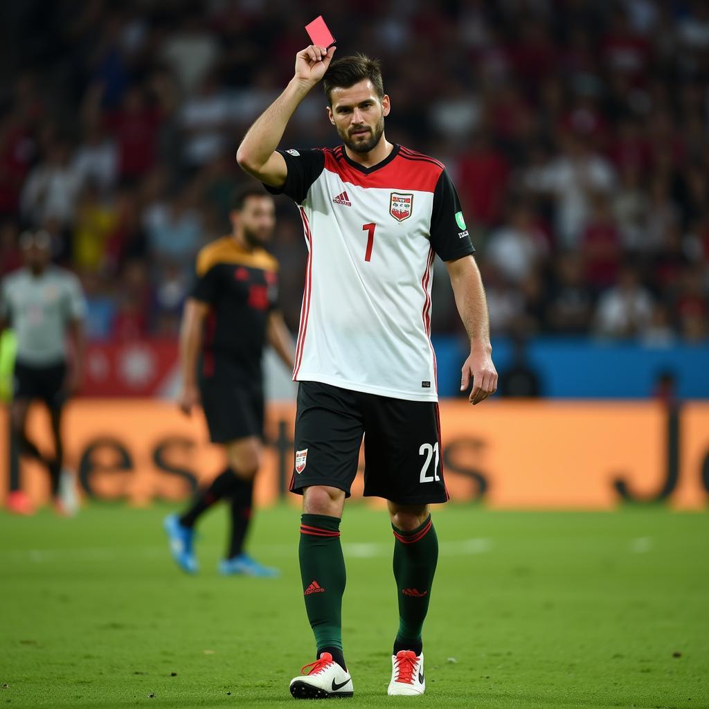 UAE Player Leaving the Field After Red Card