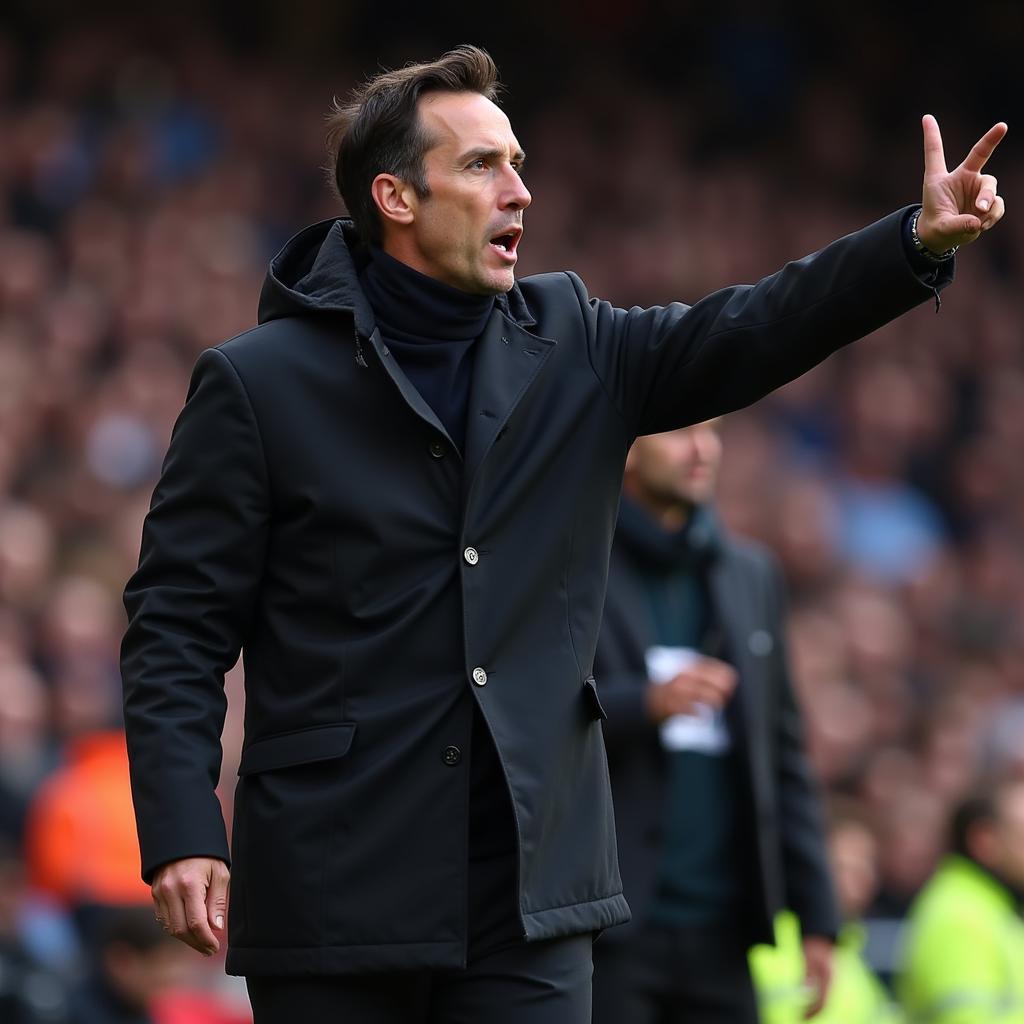 Unai Emery directs Aston Villa from the touchline