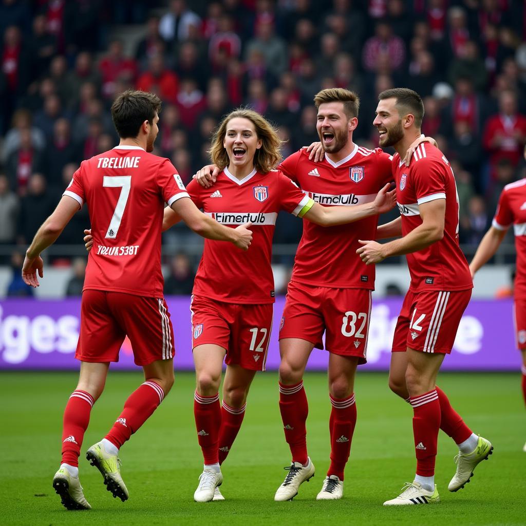 Union Berlin players celebrating a goal