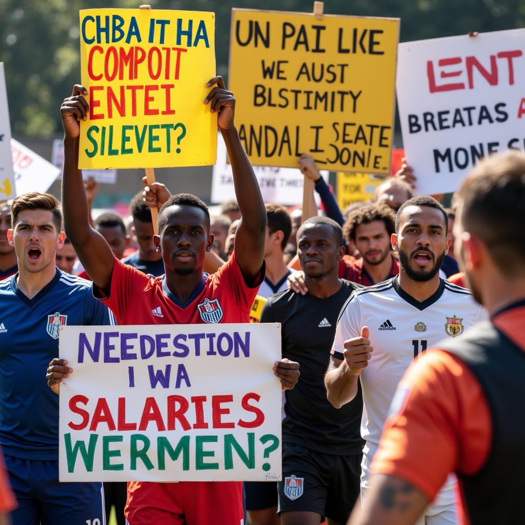 Football Players Protesting Unpaid Salaries