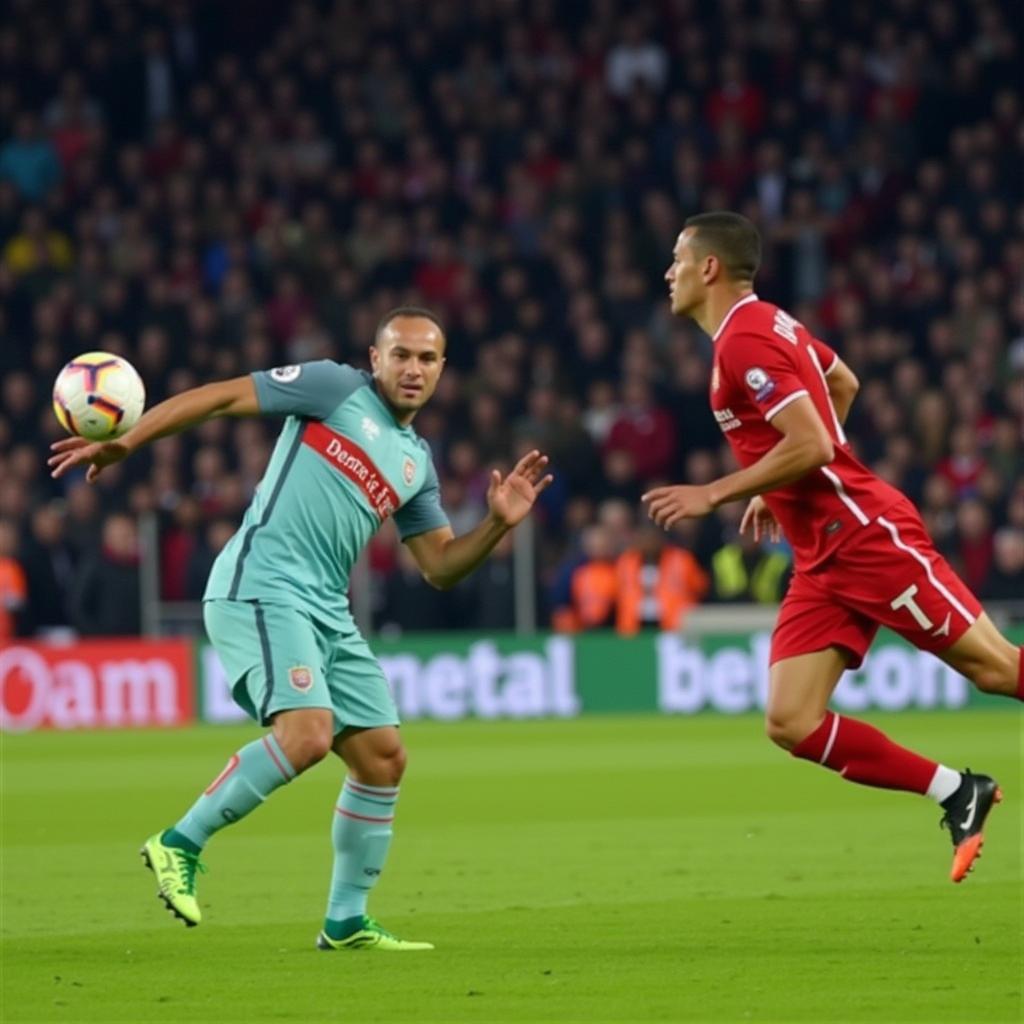 Virgil van Dijk reading Haaland's movement during a match