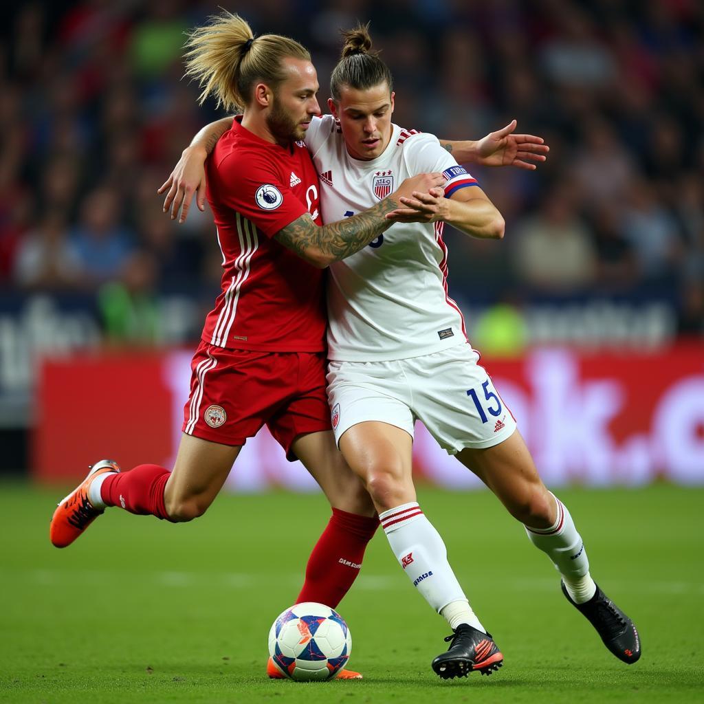 Virgil van Dijk defending against Erling Haaland