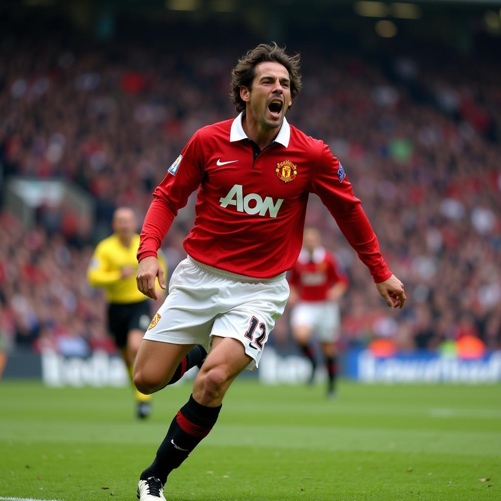 Van Nistelrooy celebrates a goal for Manchester United