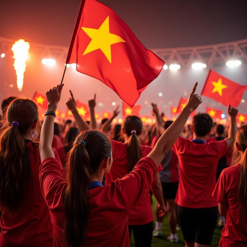 Vietnamese Football Fans Celebrating