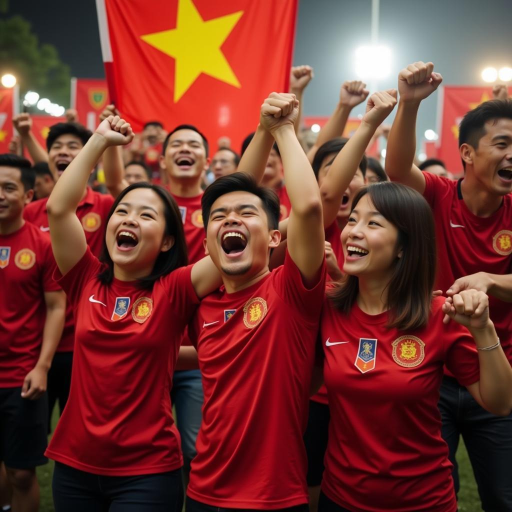 Vietnamese Football Fans Celebrating