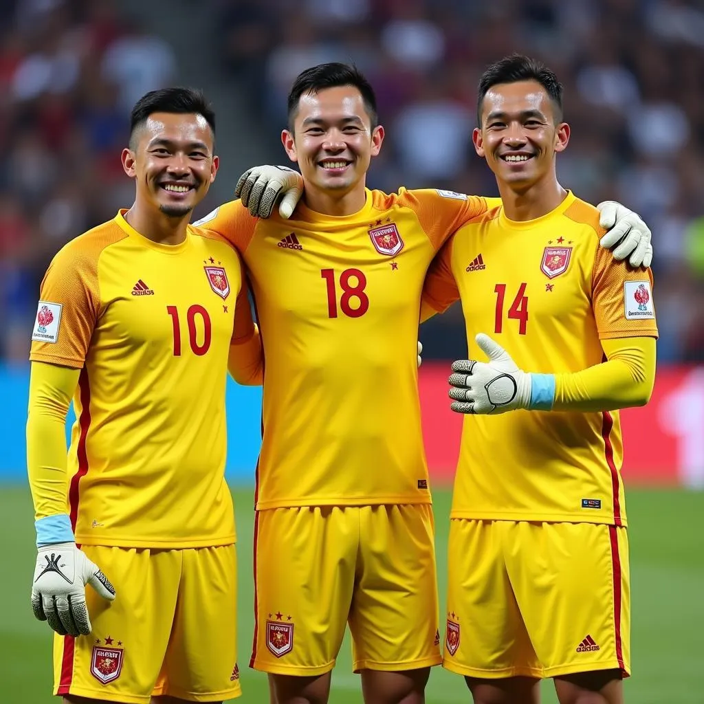 Vietnamese goalkeepers at the 2018 AFF Cup.