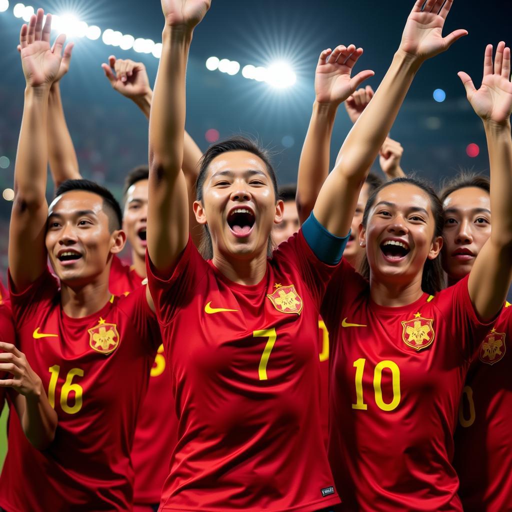 Vietnamese Football Team Celebrating Victory