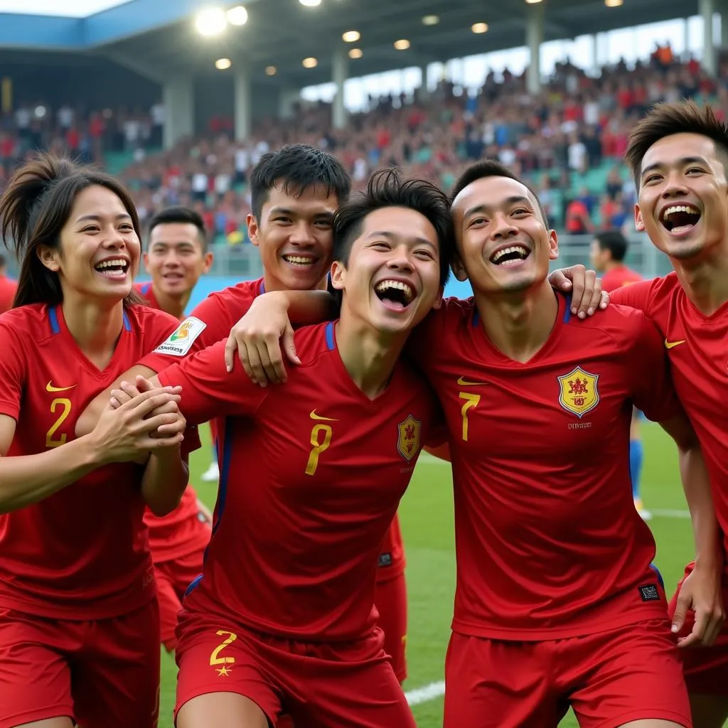 Vietnam National Football Team Celebrating Victory