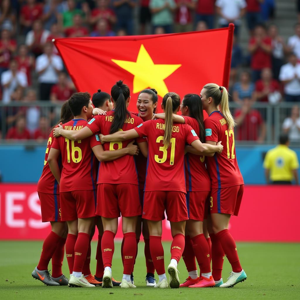 Vietnam national team celebrating a victory