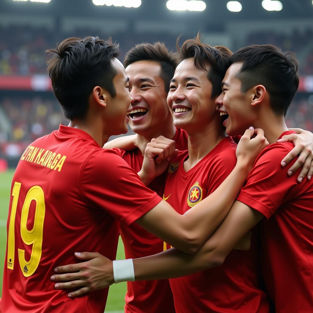 U15 Vietnam Football Team Celebrating a Victory