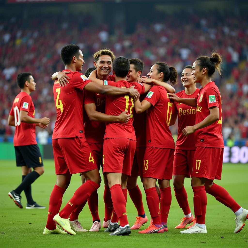 Vietnam U20 Players Celebrating a Victory