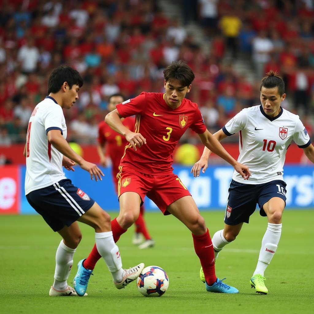 Vietnam U20 Players Competing in an International Match