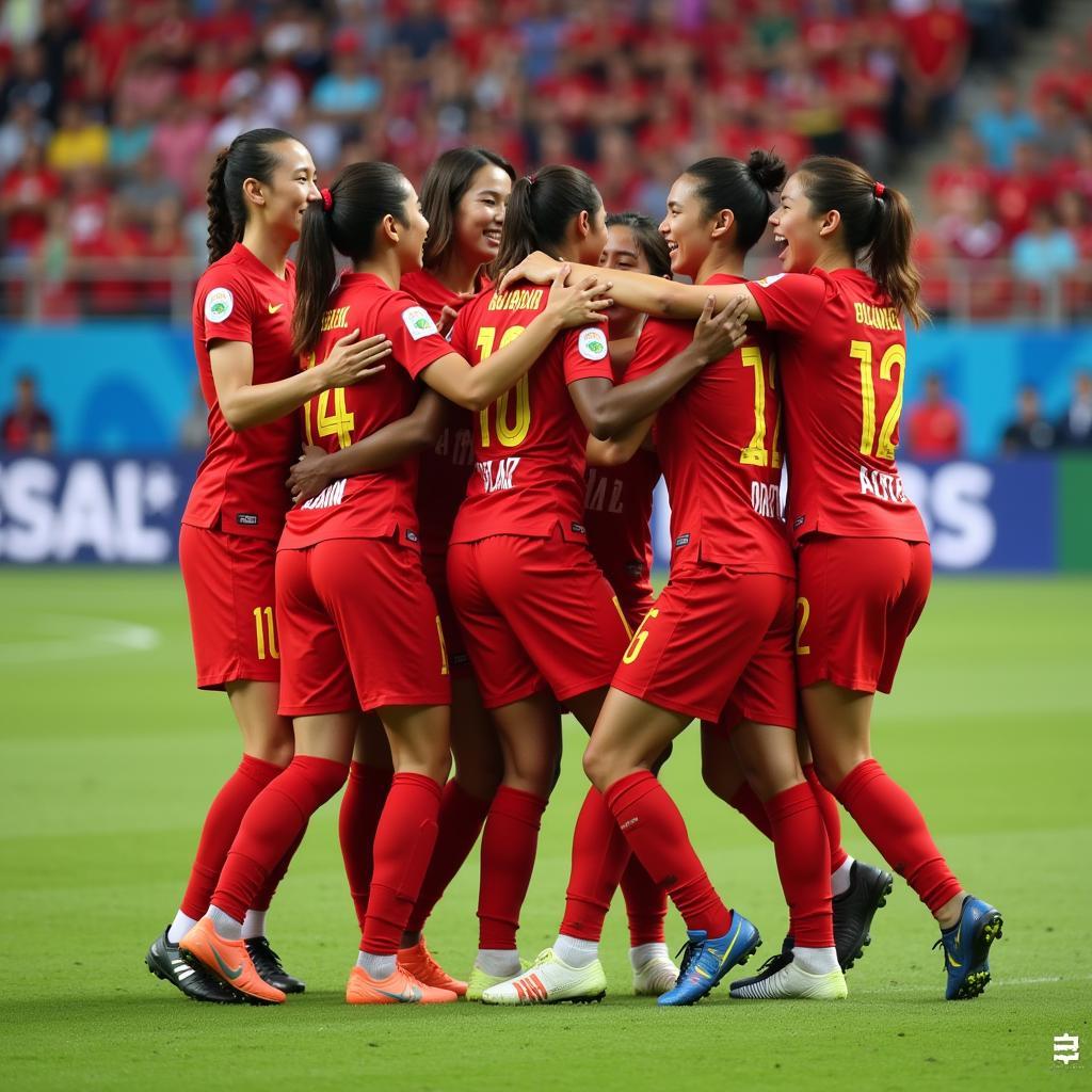 Vietnam U22 players celebrating a goal