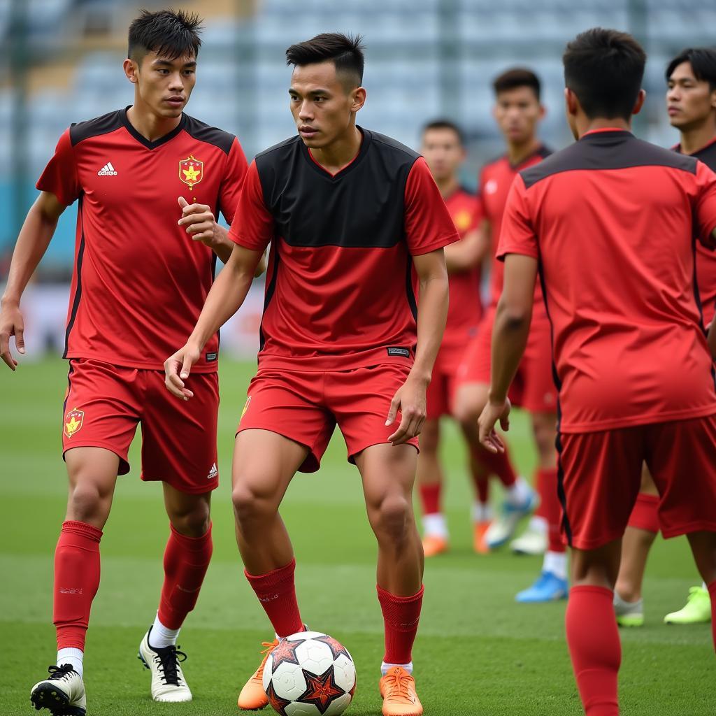 Vietnam U22 players training rigorously