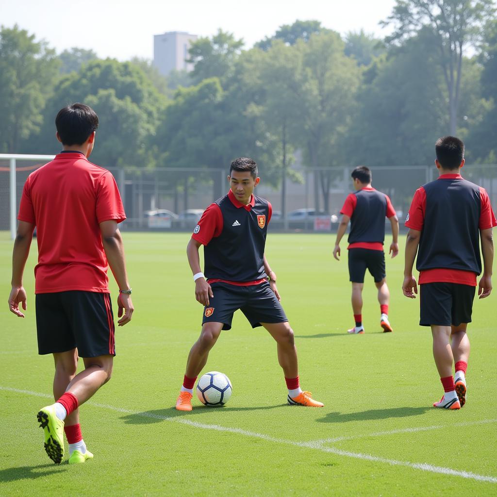 Vietnam U22 players engaged in a training session