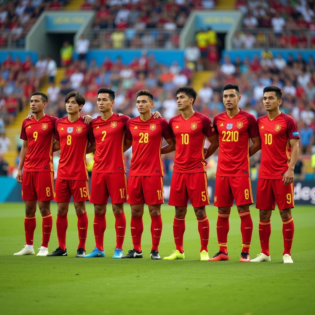 Vietnam U23 squad lines up for a team photo during the 2019 Asian Games.