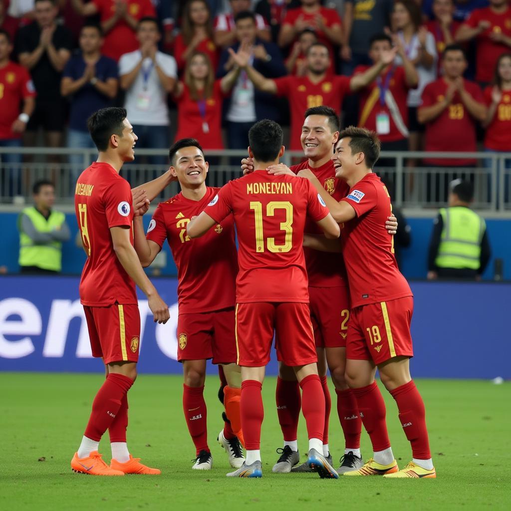 Vietnam U23 players celebrating a goal