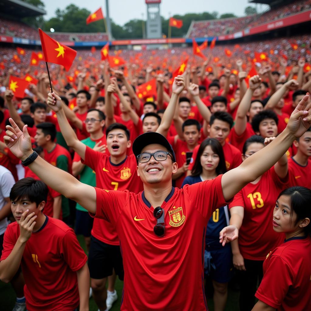 Vietnamese fans cheering for their U23 team