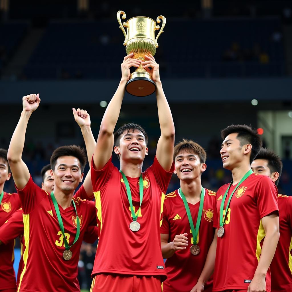 Vietnam U23 Lifting the Trophy at SEA Games 30