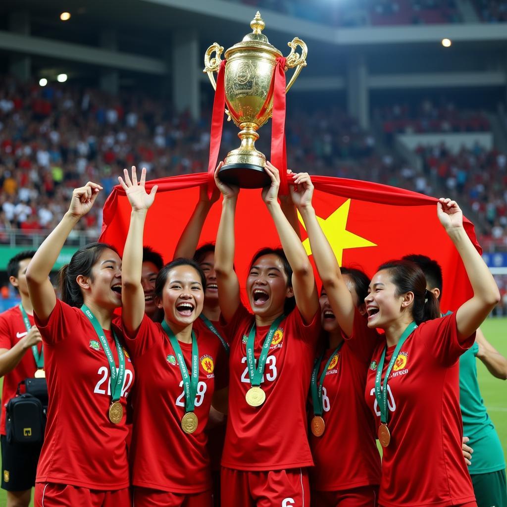 Vietnam U23 team celebrates winning the gold medal at the 2019 SEA Games