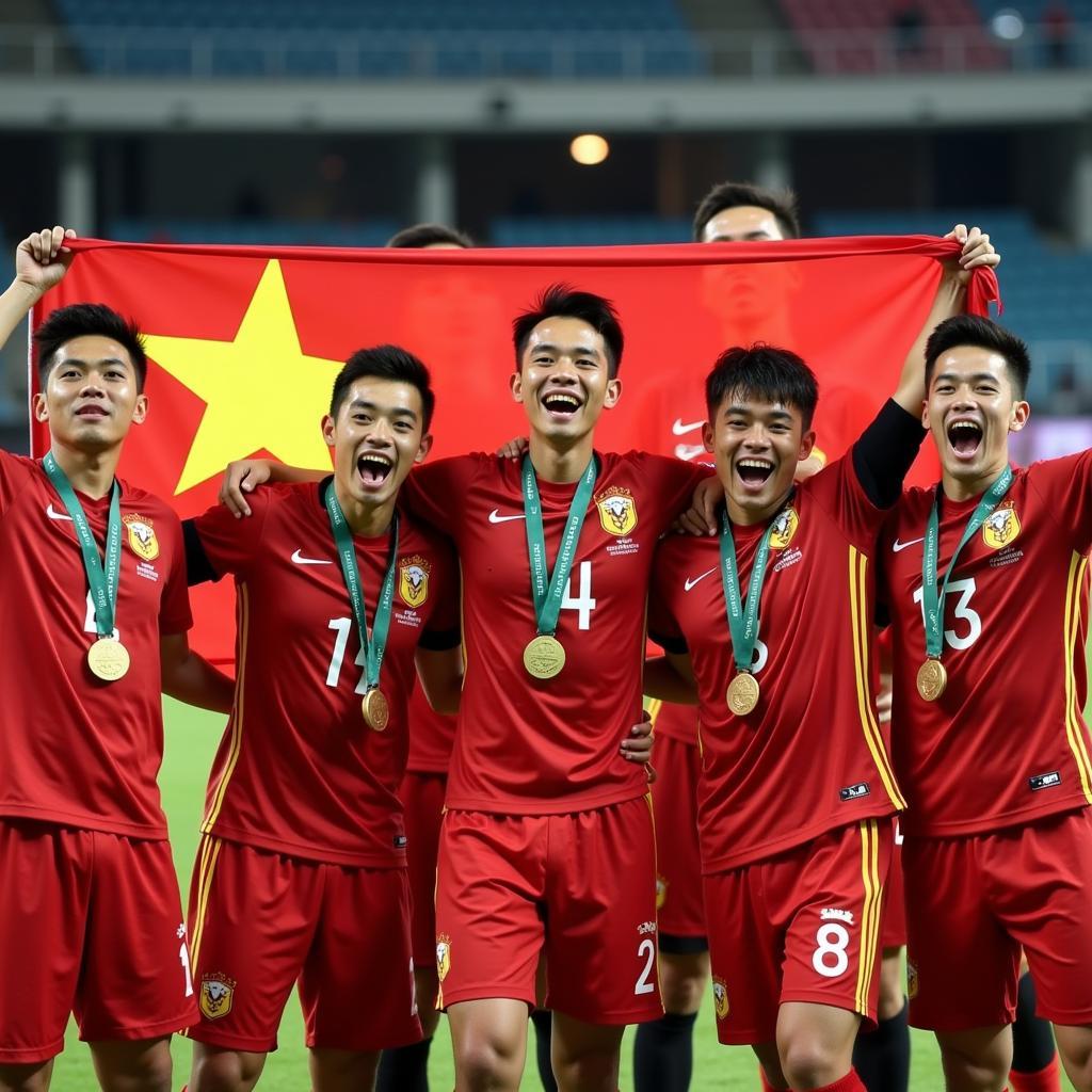 Vietnam U23 Squad Celebrating Victory at SEA Games 30