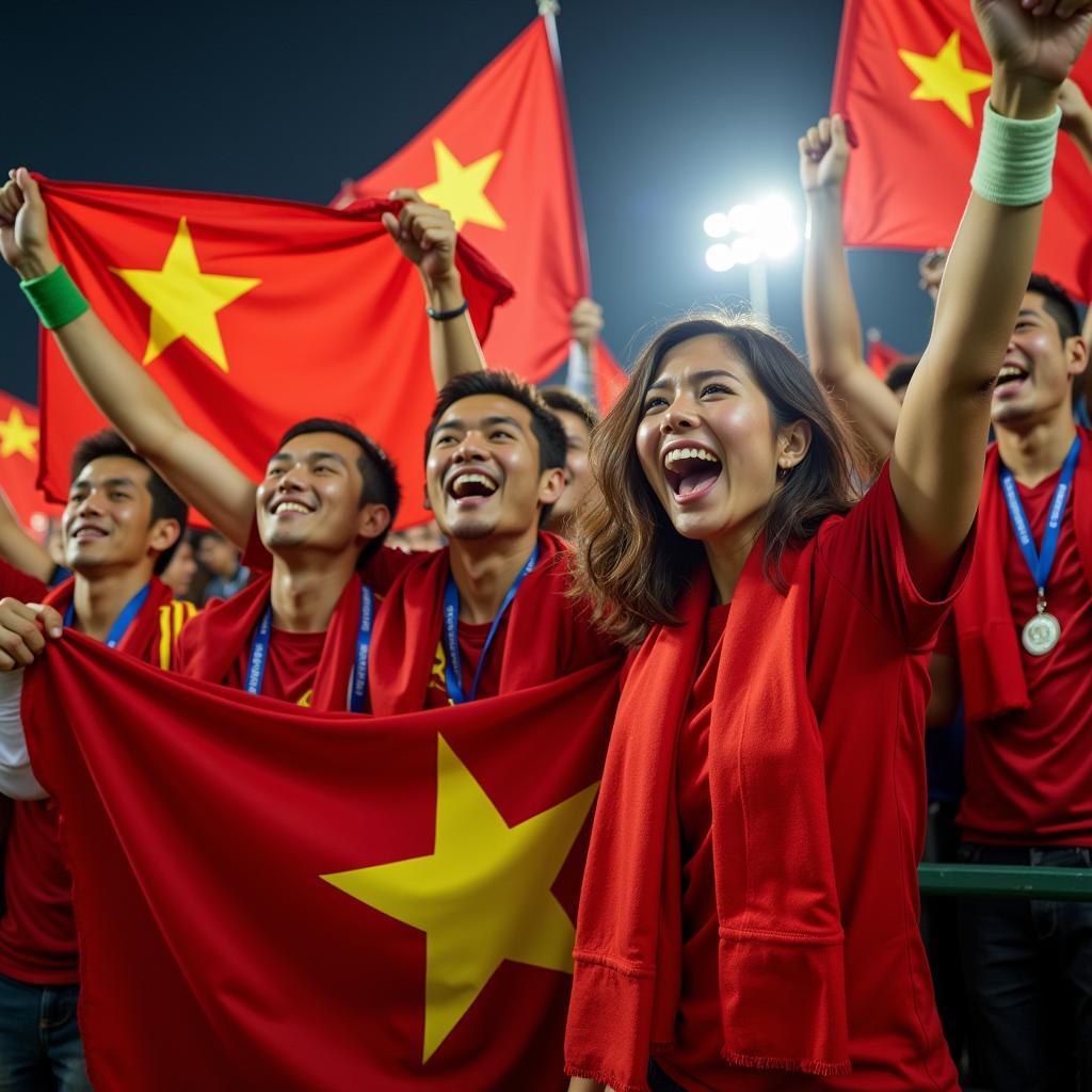 Vietnamese Football Fans Celebrating